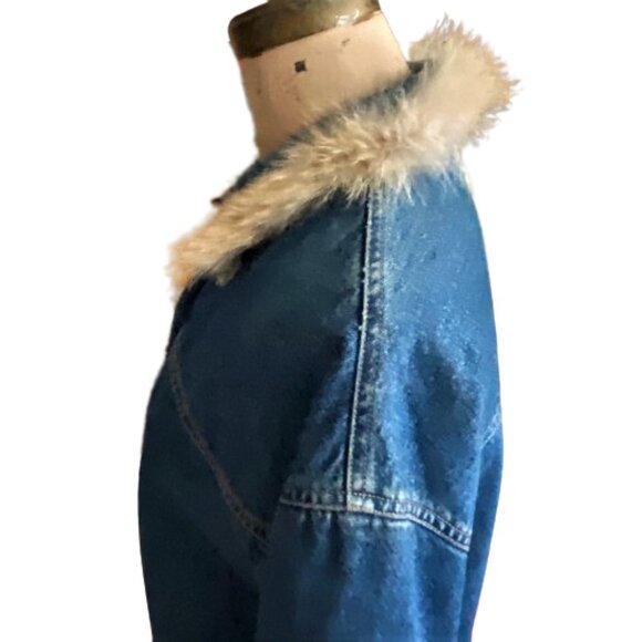 Vintage Liz Claiborne Liz Wear Women's Denim Toggle Closure Flannel Lined Jacket - Picture 5 of 16